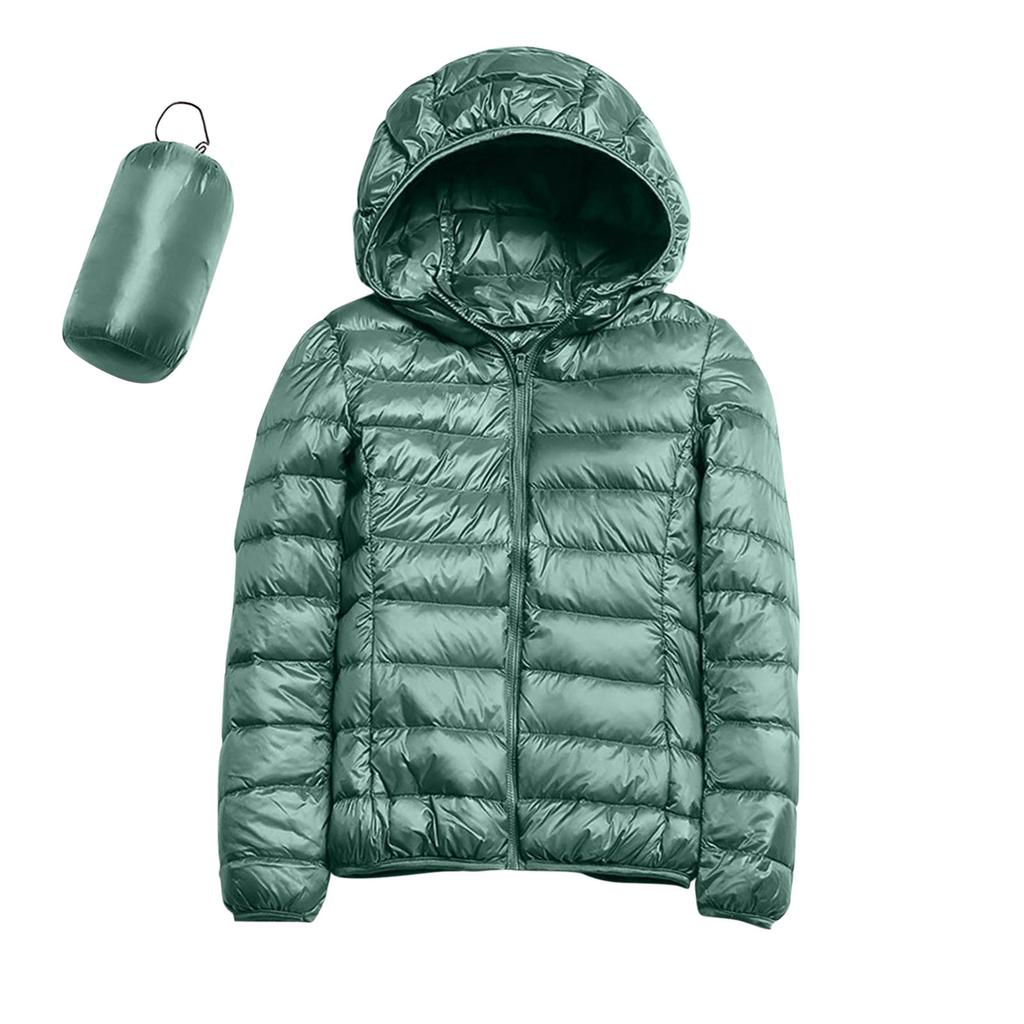 Winter New Style, Women's, Casual, Solid Color, Lightweight Waterproof Down Jacket, White Duck Down, Hooded Down Jacket, Outerwear