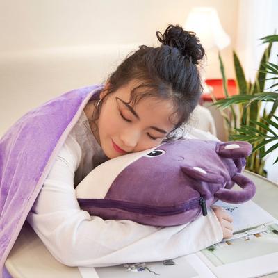 2-in-1 Pillow Blanket Office Nap Mat Multi-functional Cartoon Air-conditioner Cover Car Use Flannel Blanket Chair Cushion
