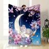 1PC Dreamy Flower Puppy Print Warm Comfortable Blanket Home Travel Camping for Adults and Kids Suitable for All Seasons