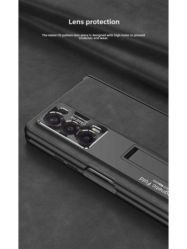 Honor Magic V2 Folding Screen Magnetic Leather Case with Hinge Protection - Anti-Fall, Full Shell, Fashion Design