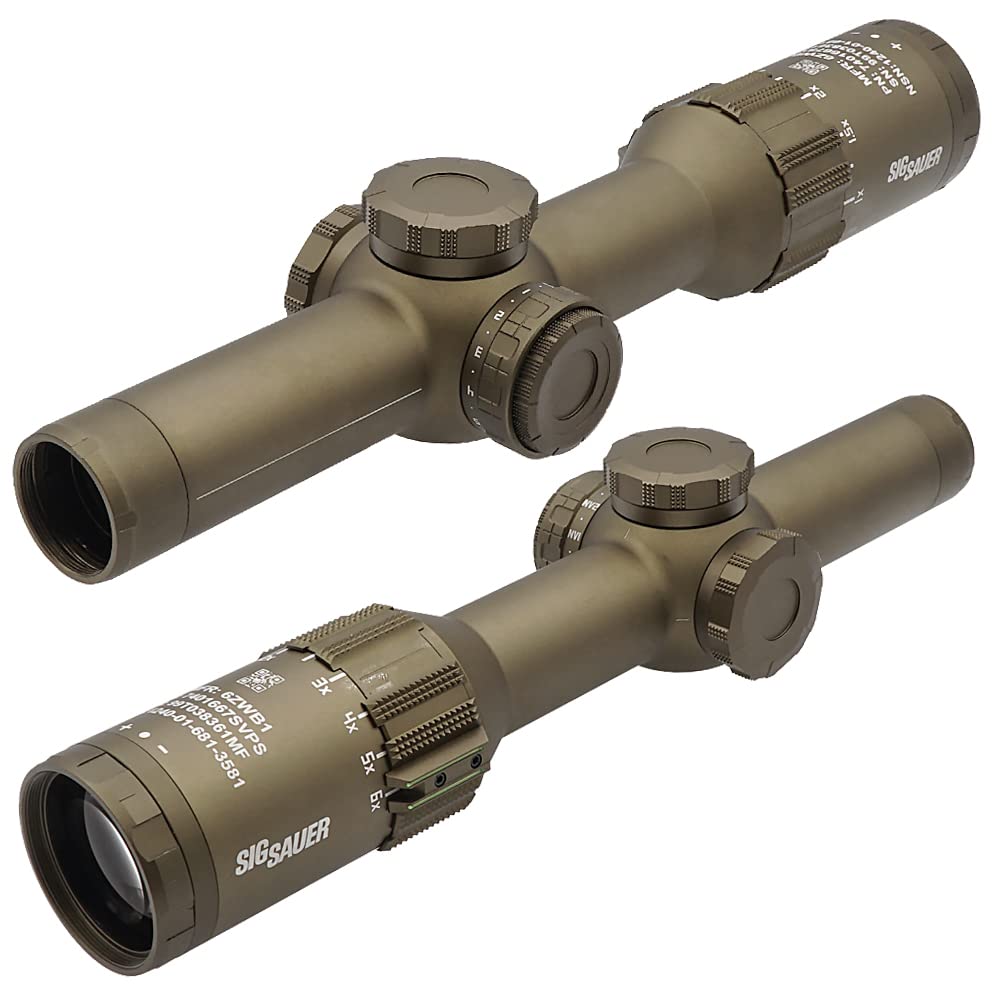 Evolution Gear Variable First Focal Plane Replica Scope for the SIG TANGO 6T DVO Short 6x Super 6068 Aluminum Dark Earth Tan Color (FFP) 1-6X24mm