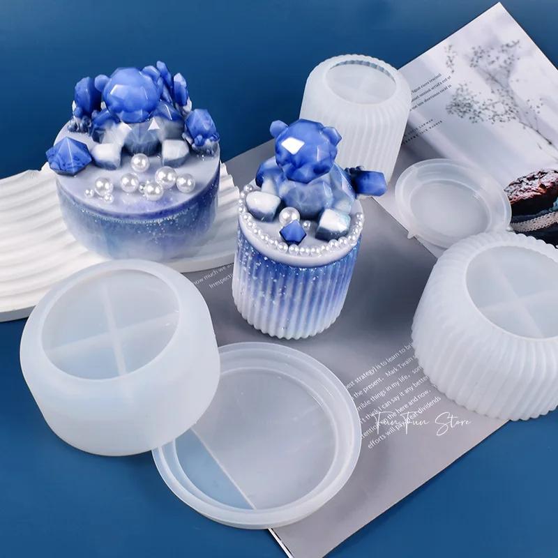 DIY Candle Cup Mold Ceramic Mold for Large Flower Pots Storage Boxes with Lids Silicone Molds Jars Bottles Gypsum Concrete Mold