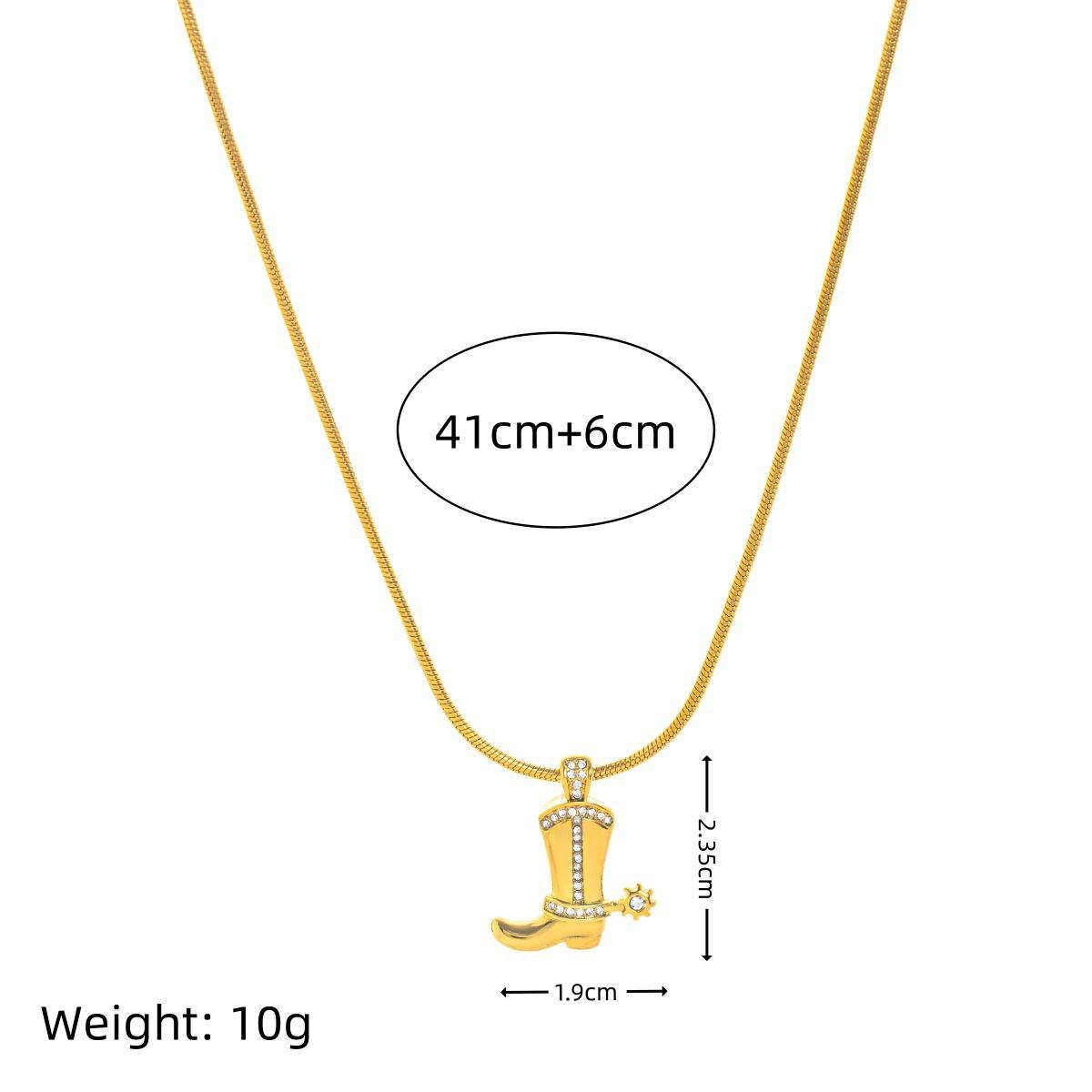 

Stainless Steel Literary Retro Cowboy Boots Hat Horseshoe Star Necklace Vacuum Plating 18K Gold Color Retention