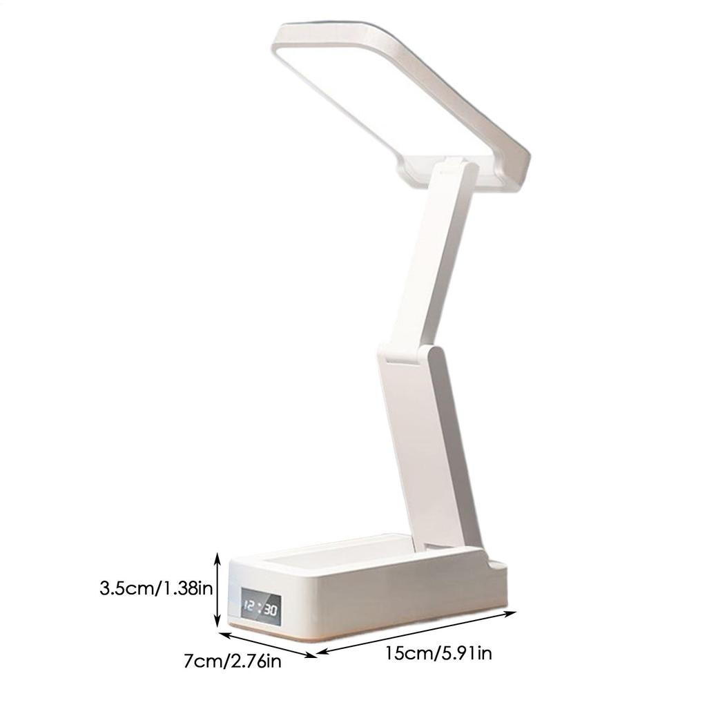 1pcs LED Desk Lamp Dimmable Foldable Table Lamp With Clear Digital Clock Eye Protection Night Light For Study Reading Lamp