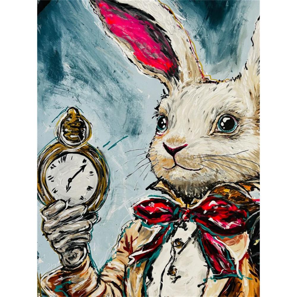 

Disney 5D DIY Diamond Painting Alice in Wonderland White Rabbit Oil Painting Embroidery Mosaic Cross Stitch Home Decoration Gift Crafts Round 20x30cm
