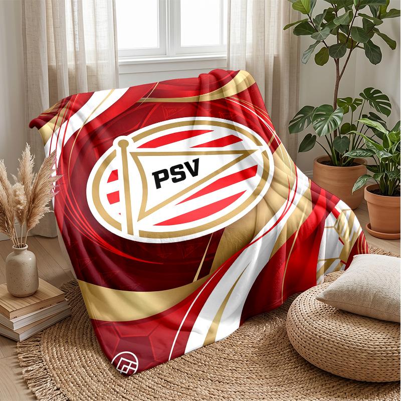 PSV Eindhoven FC Coperta Morbida in Pile di Flanella Leggera Accogliente Calda Coperta da Divano Letto Decorazione per la Casa