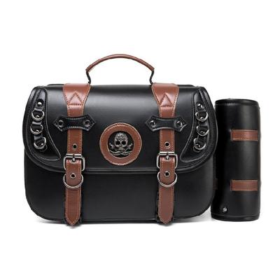 Vintage Style Motorcycle Saddlebags PU Leather Waterproof Side Bag Large Capacity Saddlebags Easy Carrying for Bike 