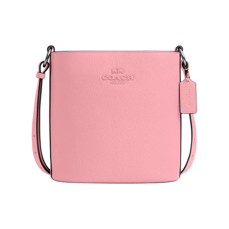 

COACH shoulder bag Sophie 22 Adjustable Strap with Magnetic Snap Buckle Fine Pebbled Leather Bucket Crossbody Small Women s Silver Parquet Pink срібний