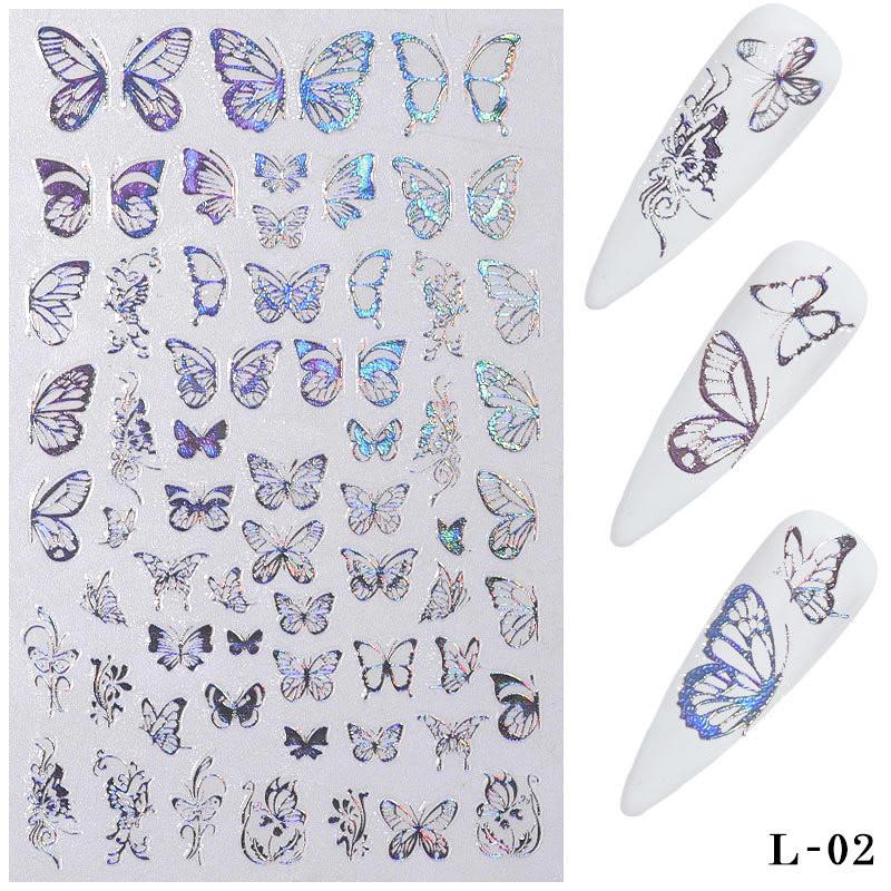 3D Butterfly Nail Art Stickers Adhesive Sliders Colorful Nail Transfer Decals Foils Wraps Decorations Nail Art