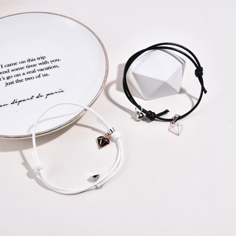 A Pair of Glowing Dog Paw Shaped Bracelets, Milan Rope, Astronaut Couple Bracelet, Men's and Women's Heart-shaped Magnetic Woven Hand Adjustable Rope