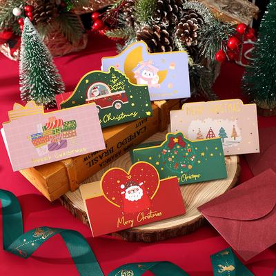 10pc Folding 3D Christmas Gold Stamping Greeting Card  Postcard Gift Thanksgiving Card Shop Baking Blessing Message Card