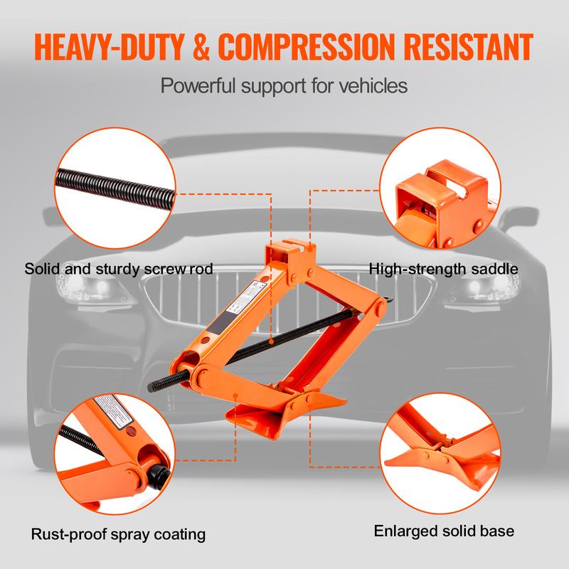 SucceBuy Scherenwagenheber 2,5 Tonnen / 5512 lbs Scheren-Autojack 3,7"-17,1" Hubbereich Scherenhubwagen Tragbarer Reifenheber für Auto