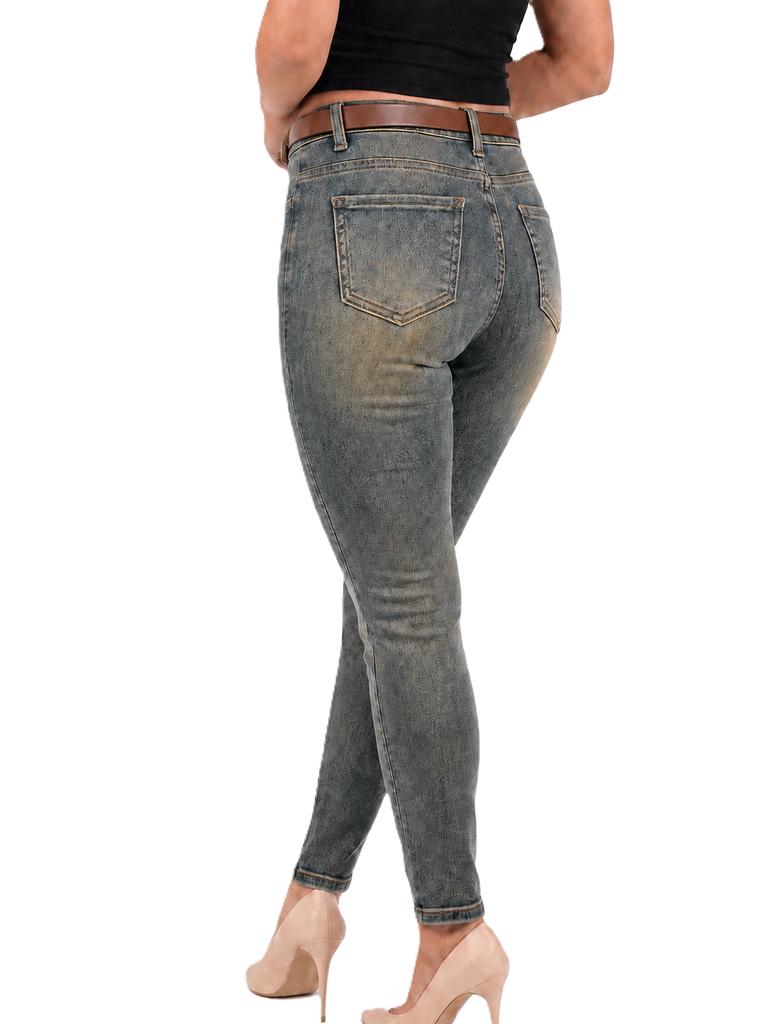 .Sara - Women' Skinny Jeans High Waist + Belt - Sz1200H 36 Trousers