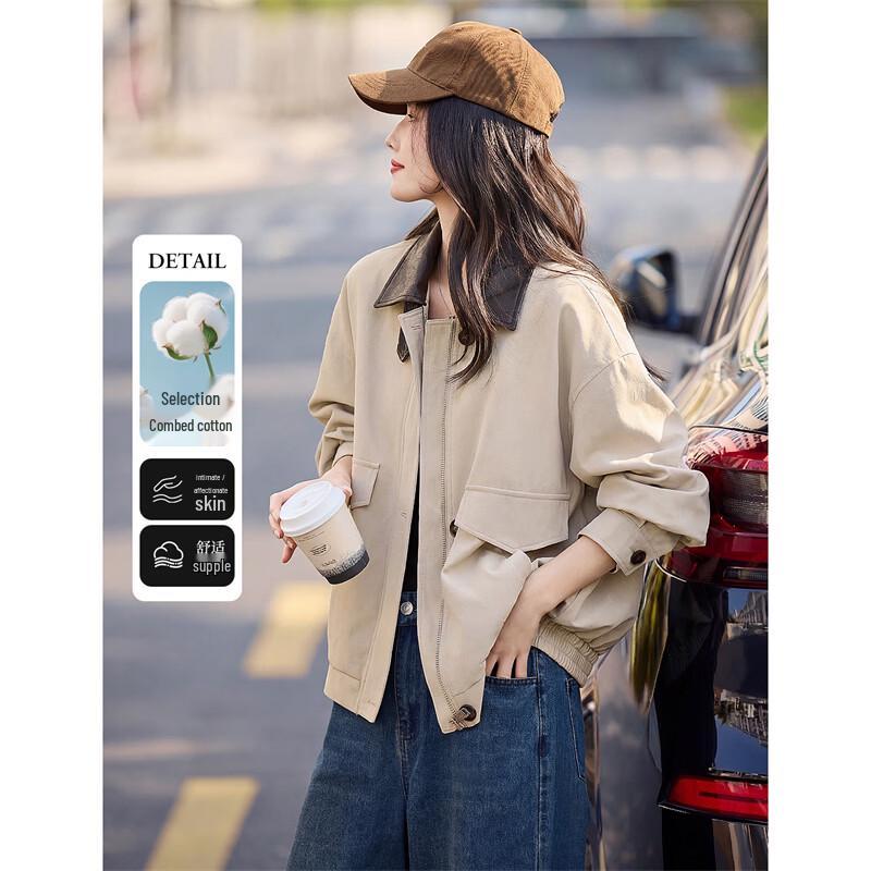 Women s Color-block Lapel Jacket M