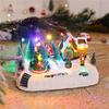 Resin Christmas Music Box With Duals Light Sound Functions Easy To Display Desktop Decoration Party Supplies