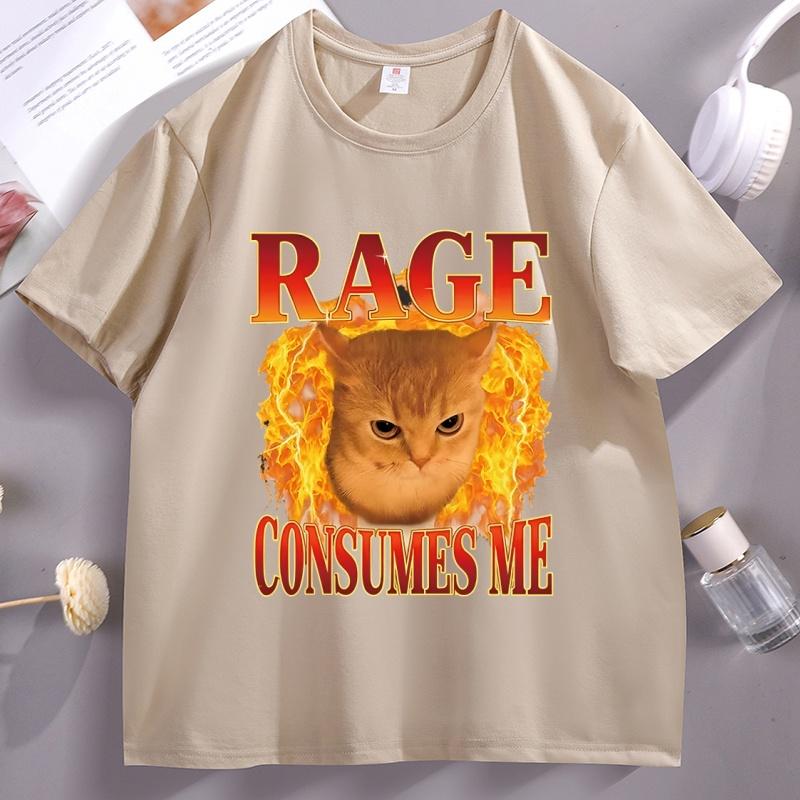 Funny Cat Meme T Shirt Rage Consumes Me Tshirt For Unisexs Unisexs Angry Cat Kitten Graphic Tee Casaul Crewneck Short Sleeve