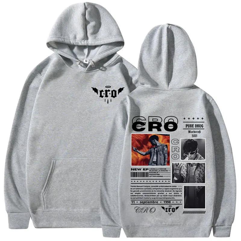 Rapper C.R.O men's hoodie retro fashion hip-hop sweatshirt high-quality casual hoodie streetwear