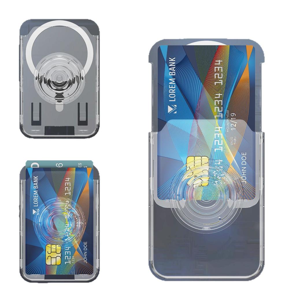 Air Bag Card Holder Type B Can Hold Two Cards. Highly Transparent PC + Reinforced N52 Magnet. Anti-scratch. for Apple for Samsung.
