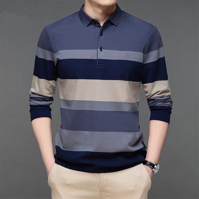 Ανδρική Ριγέ Μακρυμάνικη Μπλούζα Πόλο Καλοκαιρινή Μόδα Casual Αναπνέουσα Μπλούζα Πόλο Ανδρική Μάρκα Κεντημένο Τοπ