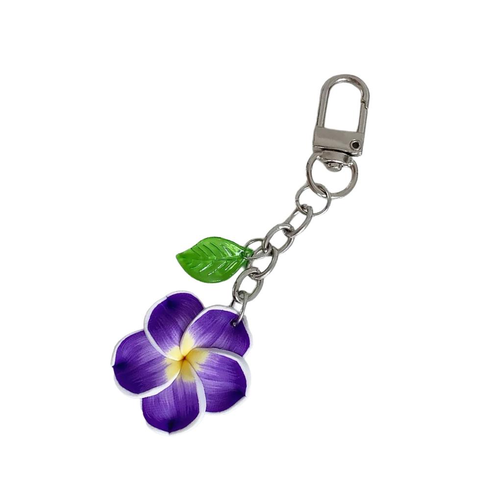 Sweet Frangipani Floral Pendant Keychain Cheerful Sunflower Key Ring Bag Decoration Gift For Women Girls Friend