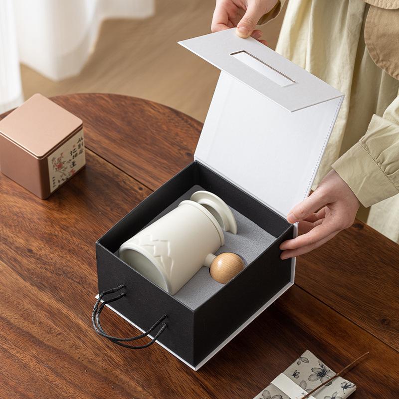 Ceramic Mug Tea and Water Separation Office Cup Large Capacity Tea Cup with Lid and Filter