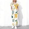 Women Plus Size Printed Scrub Set Crisscross Cutout Neck Short Sleeve Pockets Top Long Pants