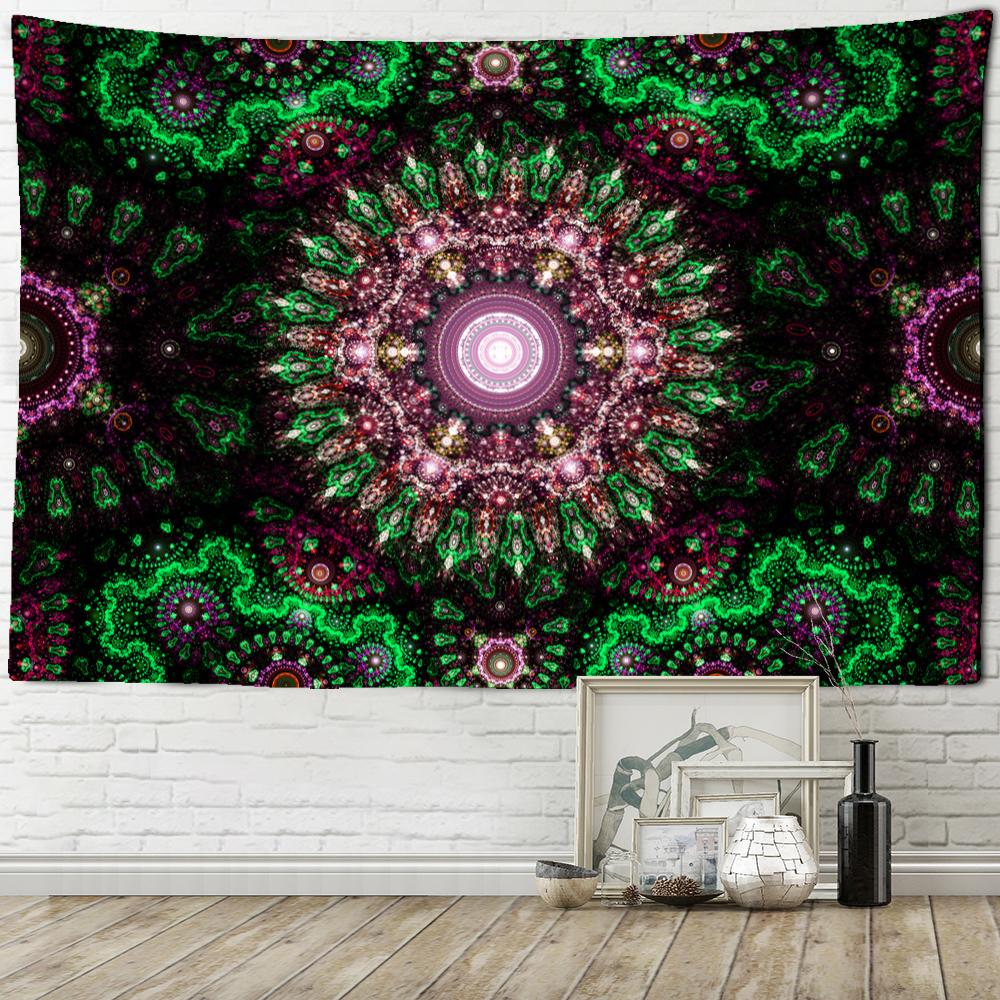 Tapiserie cu mandala colorată, agățată pe perete, în stil boem, vrăjitorie psihedelică, Tapiz, artă hippie, decor acasă