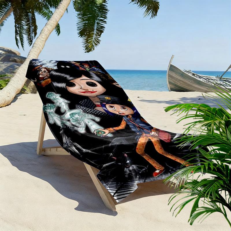 Coraline 2D Flat Print Beach Towel, Large Soft Quick Dry Towel for Beach Camping SwimmingXSTJ0915123