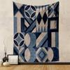 Geometric Blue and Beige Patterns Patterned Tapestry Home Decor, Suitable for Bedroom and Living Room, Gift
