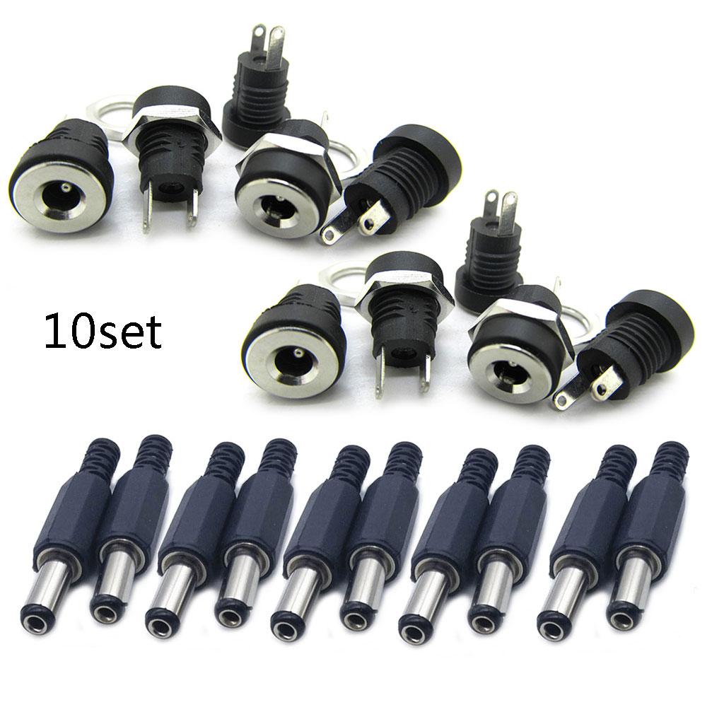 10Pairs 2.1x5.5MM for DC Power Jack Plug Socket Adapter Connector Match Most Dev
