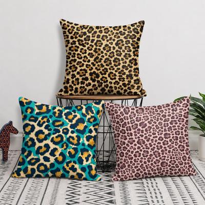 Chic A Leopard Print Cushion Cover Short Plush Soft DoubleSided Printing Pillow Case Cozy Sofa Bedroom Home Decor Gift