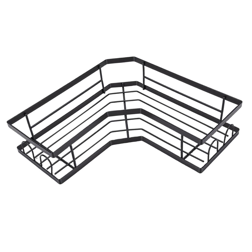 Corner Shower Shelf Wall Mounted Bathroom Organizer with Adhesive Hooks for Kitchen Toilets Living Rooms Black Small