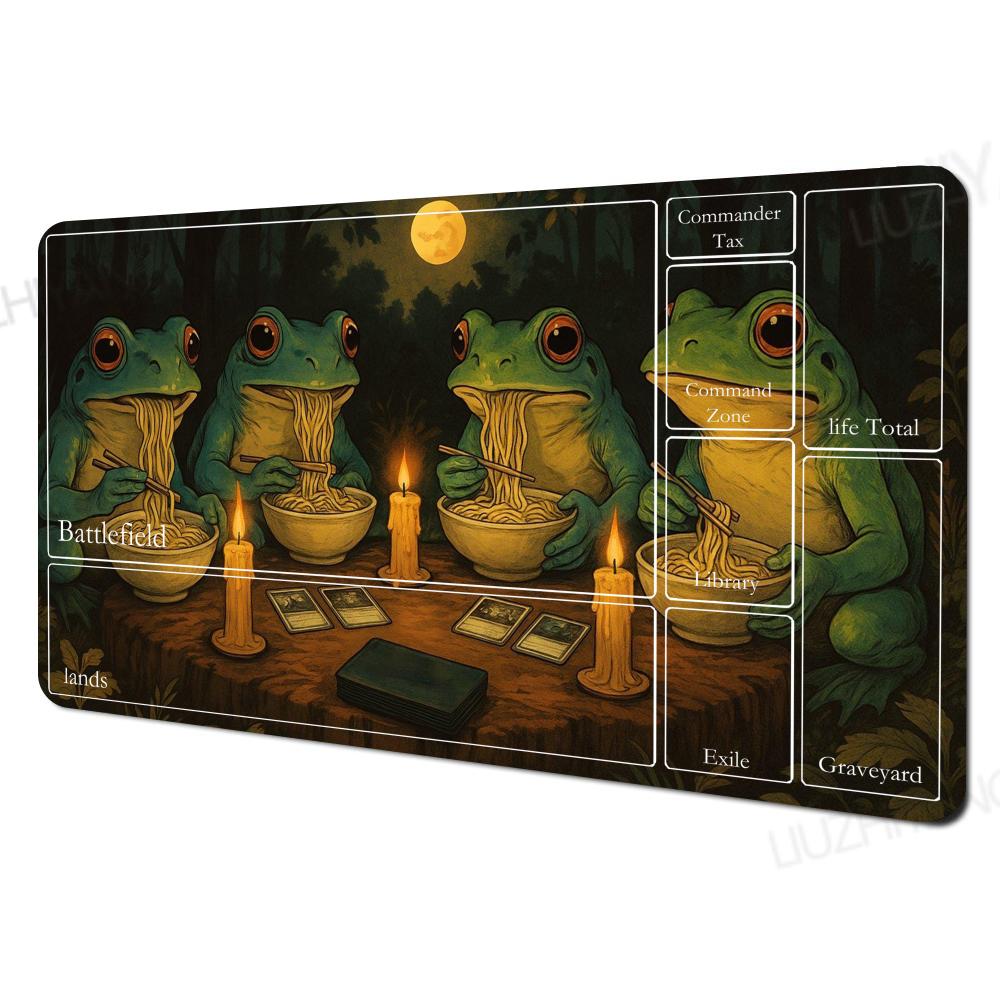 Frog Wizard Mouse Pad Card Playmat Stitched with Magic Zones Game Mats Tabletop for MTG/TCG Card Battle Commander Deck Desk Mat
