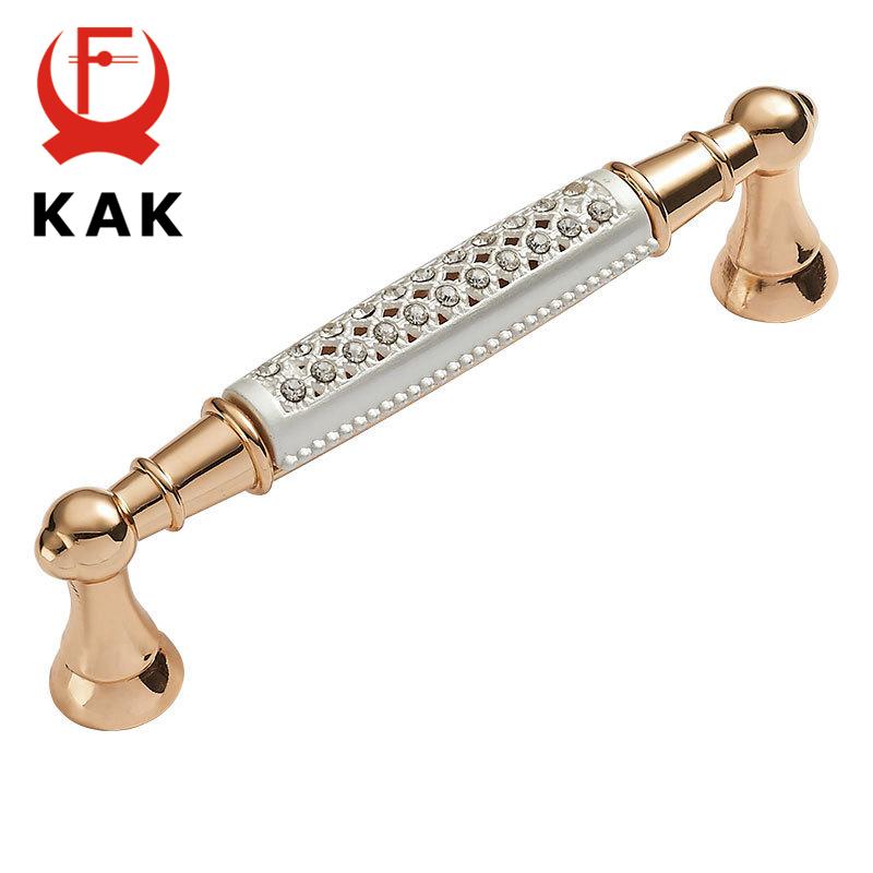 KAK Champagner Gold Türgriffe Mit Diamant Luxus Zinklegierung Schrank Schubladenknöpfe Europäische Kleiderschrank Möbel Griffe Beschläge