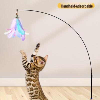 Hračka pro kočky Samostatná Hračka s peříčky: Přísavka, Peříčko se zvonkem, Hedvábná květina odolná proti kousnutí, Zábava pro koťata