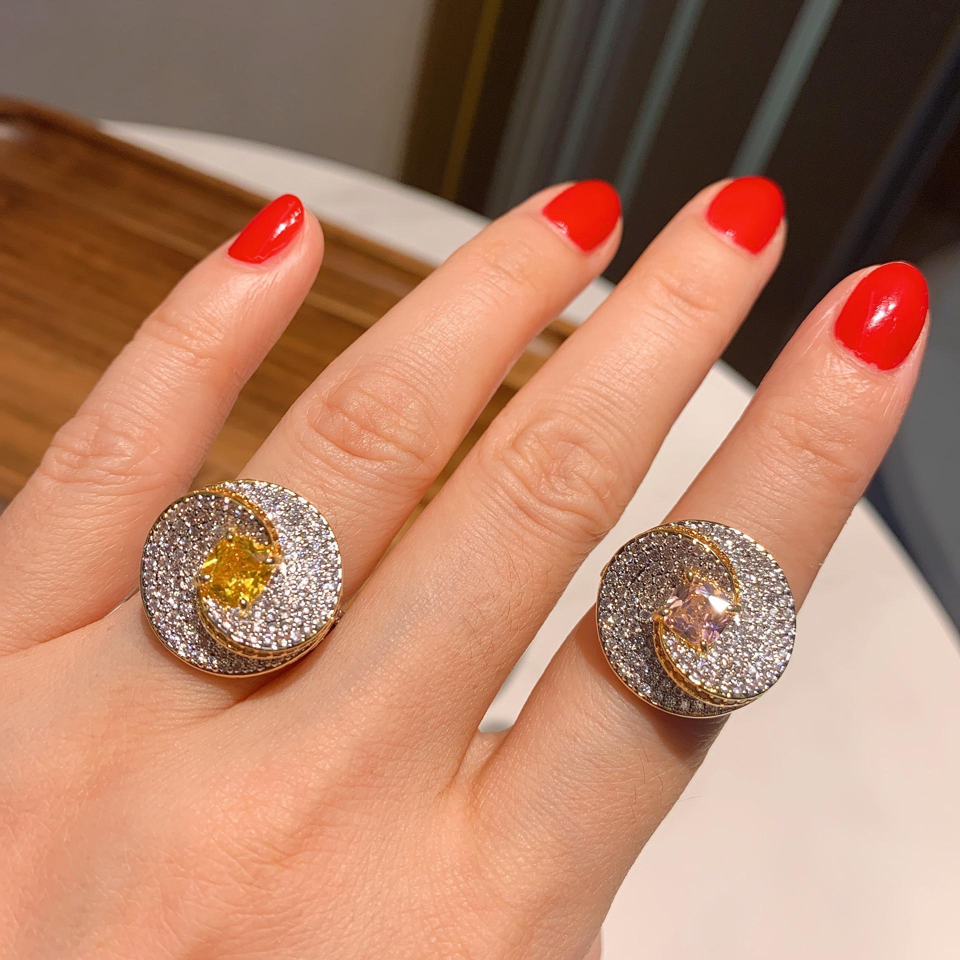 

Кольцо с розовым бриллиантом Женское цветное сокровище Ретро кольцо Ювелирные изделия Золотое кольцо с бриллиантом