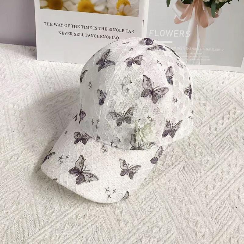 Colorful Butterfly-Themed Baseball Cap With Lace Lightweight Breathable Fashionable Sun Protection For Spring And Summer Casual