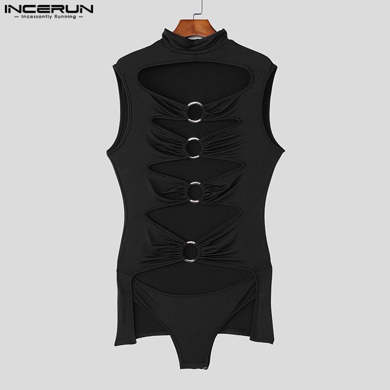 INCERUN Mens Sleeveless Hollow Cutout Fitness Briefs Bodysuit Jumpsuits
