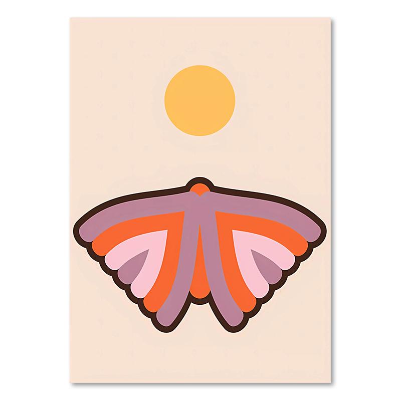 Retro Stripes Art Prints Sunset Lip Rainbow Flower Butterfly Boho Poster Canvas Painting Wall Pictures For Living Room Decor