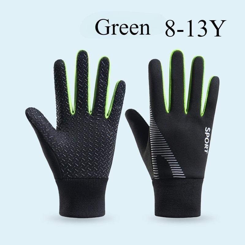 5-13Y Children's Gloves Autumn Winter Thick Velvet Outdoor Training Playing Snow Skating Cycling Windproof Anti Slip Warm Hands
