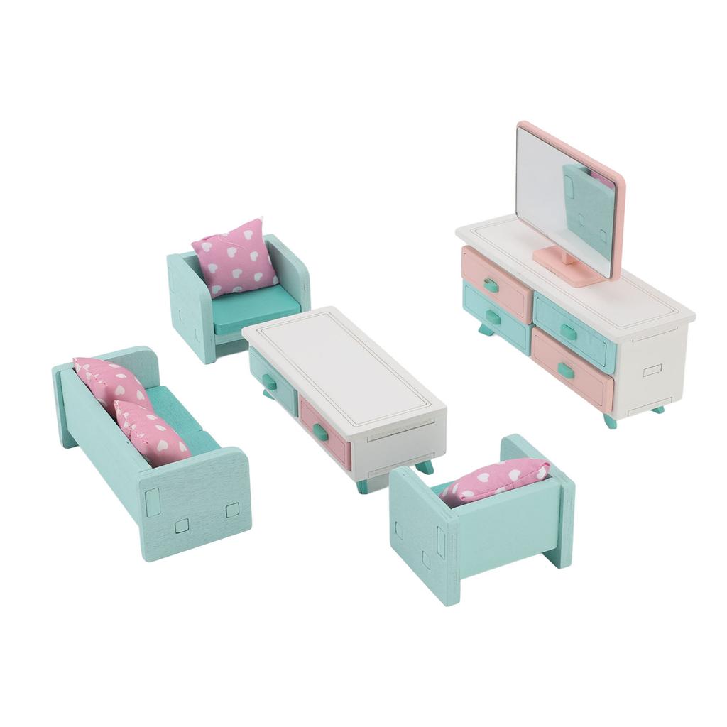 Miniature Dollhouse Furniture Set Living Room Scene Pretend Play Furniture Toys Educational Toy for