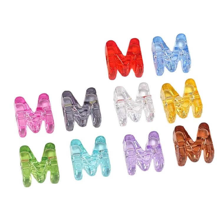 Name Jewelry Beads Clear Acrylic Letter Beads Large Hole 10 Piece Set for DIY Bracelets, Phone Straps and Jewelry