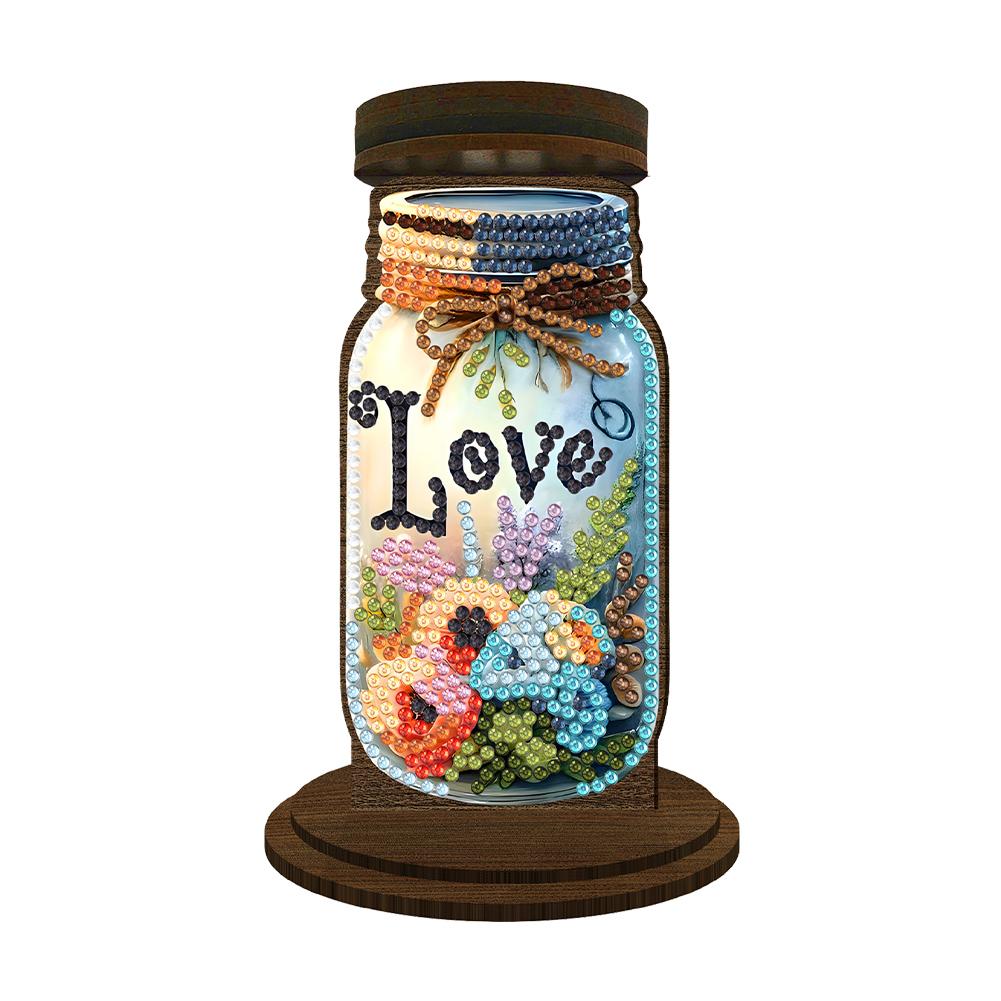 Wooden Exquisite Pattern Mosaic Rhinestone Drawing Candlestick Decor 5D DIY Diamond Painting Candlestick for Home Office