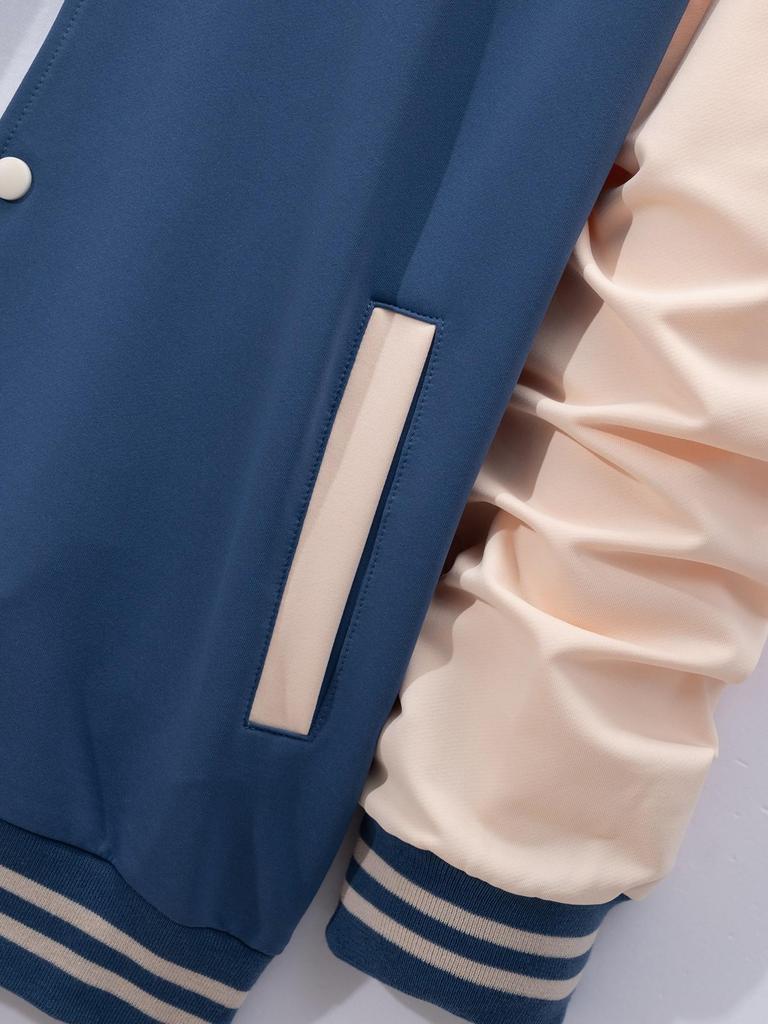 Men's Color Block Baseball Jacket and Track Pants Set