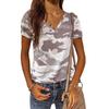 Women Short Sleeve T-Shirts Camo Print V-Neck Tops Summer Sports Loose Tee Female Street Green T-Shirt