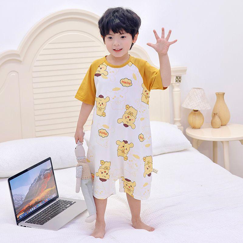 Summer Infant Short-Sleeve Cotton Pajamas - Thin Style Sleep Sack for Babies