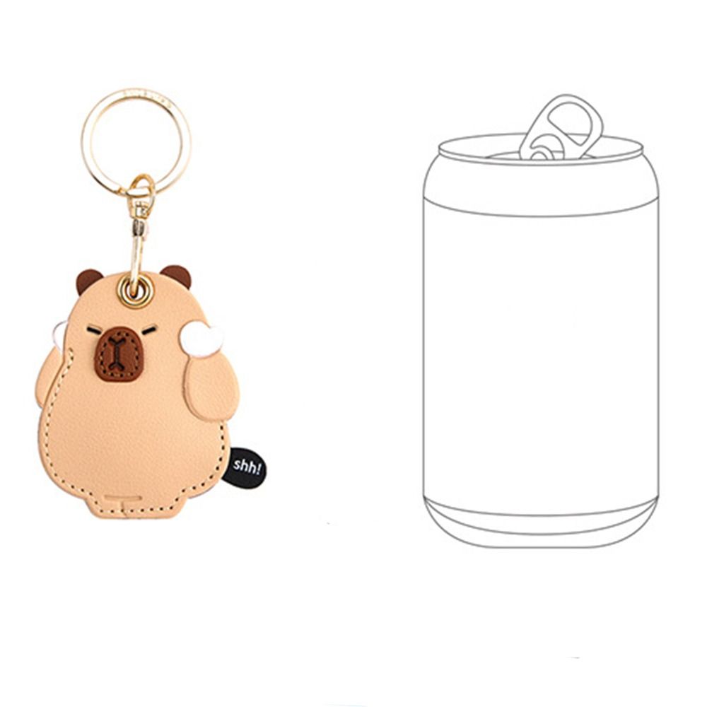Kitten Access Card Case Capybara Cartoon Keyring Pendant Leather Card Holder Keychain  Ornament