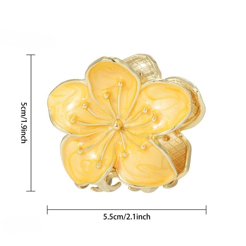

1pc Vintage Floral Hair Claw Clip for Women - Elegant & Romantic Hair Accessory with Multi-Color Flower Design жовтий