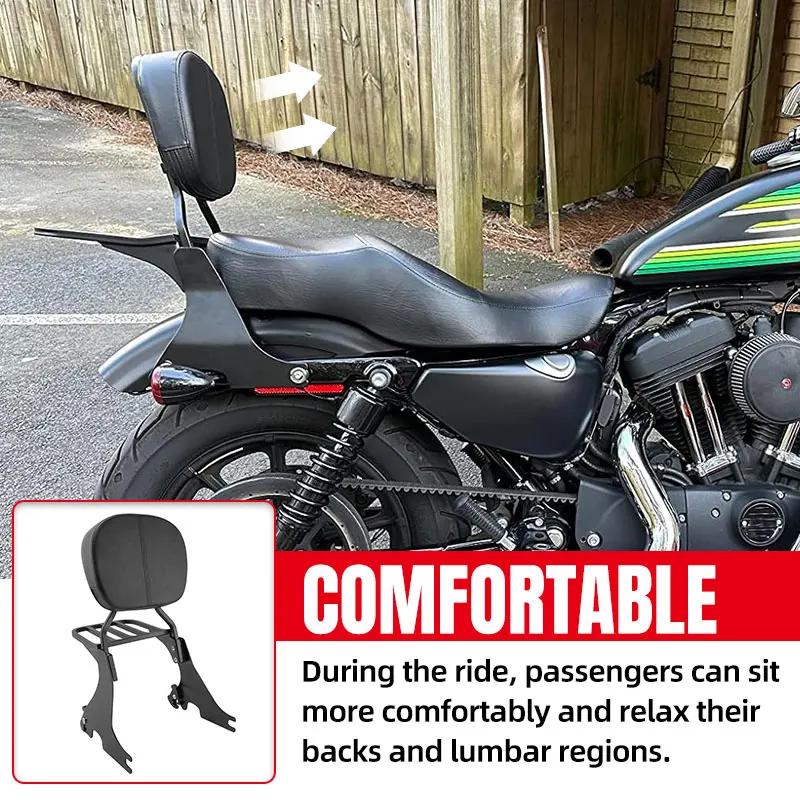 Black Motorcycle Detachable Rear Passenger Backrest Sissy Bar Luggage Rack For Harley Sportster 883 1200 X48 2004-2025