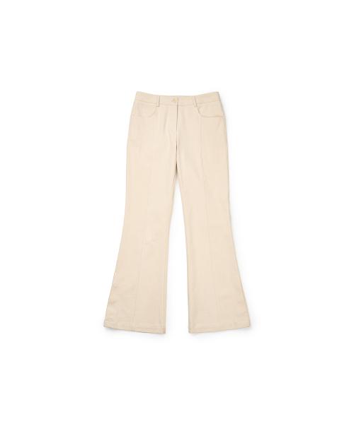 Nobayang Side Slit Button Flare Pants (Beige)